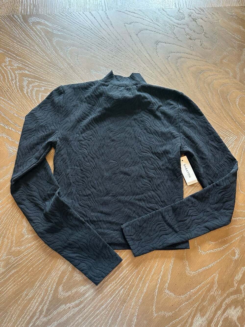 Babaton Shapelace Mockneck Long Sleeve Textured Crop Top